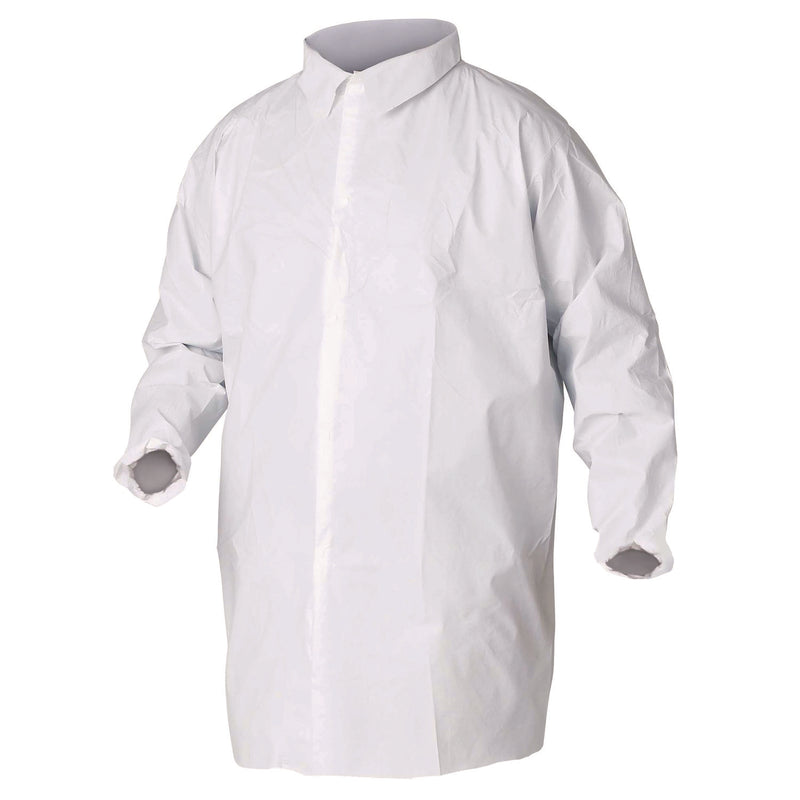 KleenGuard™ A40 Liquid and Particle Protection Lab Coats, Elastic Wrists, 3X-Large, White, 30/Carton (ANS44446) Case of 30