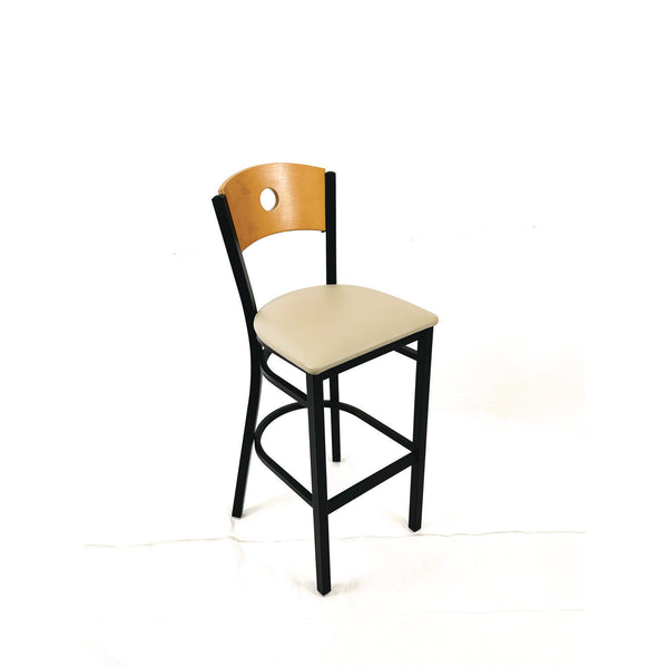 JMC Furniture Circle Series Barstool, Supports Up to 300 lb, 28.5" Seat Height, Taupe Seat, Natural Back, Black Base (JMCCRBBVTAUD) Each