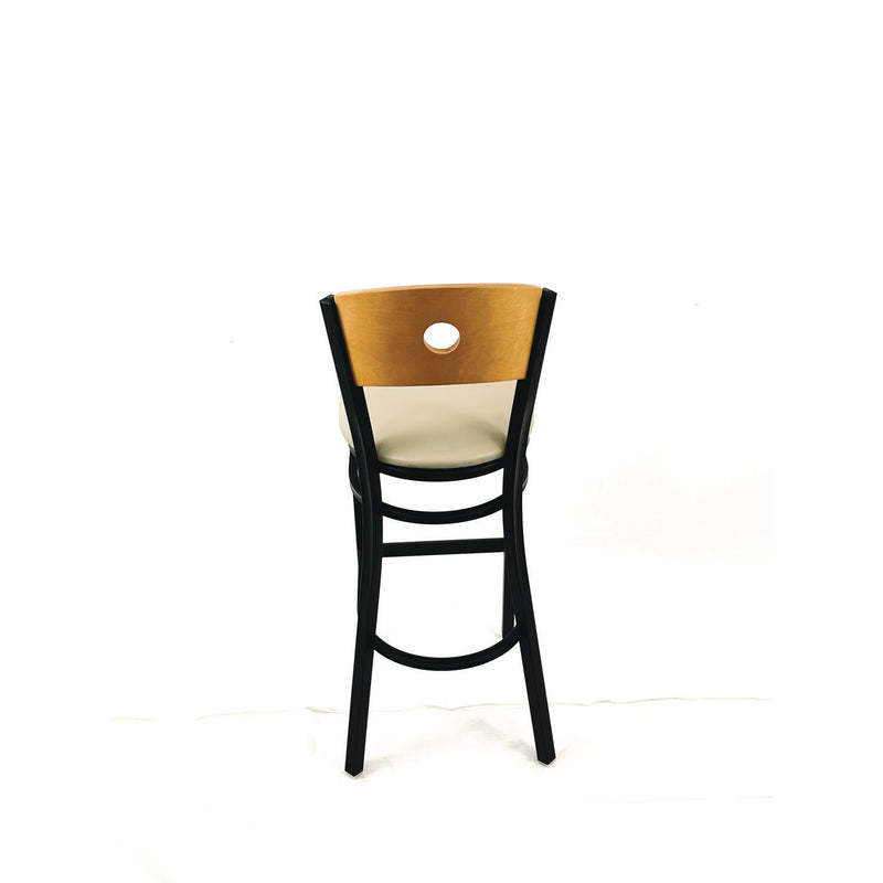 Circle Series Barstool, Supports Up to 300 lb, 28.5" Seat Height, Taupe Seat, Natural Back, Black Base (JMCCRBBVTAUD) Each