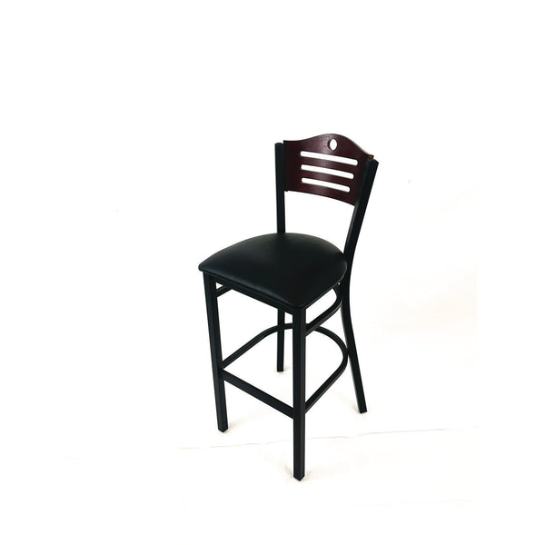 JMC Furniture Eagle Series Barstool, Supports Up to 300 lb, 28.5" Seat Height, Black Seat, Dark Mahogany Back, Black Base (JMCEBBVBLKB) Each