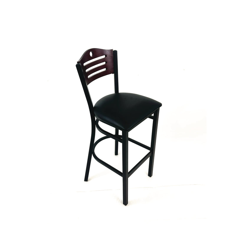 JMC Furniture Eagle Series Barstool, Supports Up to 300 lb, 28.5" Seat Height, Black Seat, Dark Mahogany Back, Black Base (JMCEBBVBLKB) Each