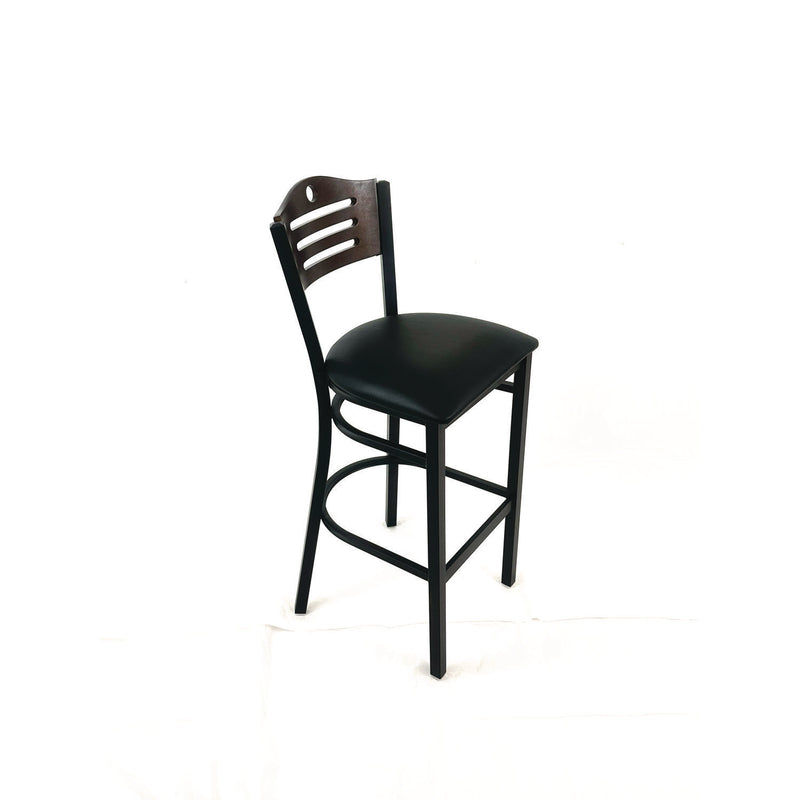 JMC Furniture Eagle Series Barstool, Supports Up to 300 lb, 28.5" Seat Height, Black Seat, Dark Walnut Back, Black Base (JMCEBBVBLKC) Each