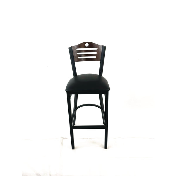 JMC Furniture Eagle Series Barstool, Supports Up to 300 lb, 28.5" Seat Height, Black Seat, Dark Walnut Back, Black Base (JMCEBBVBLKC) Each