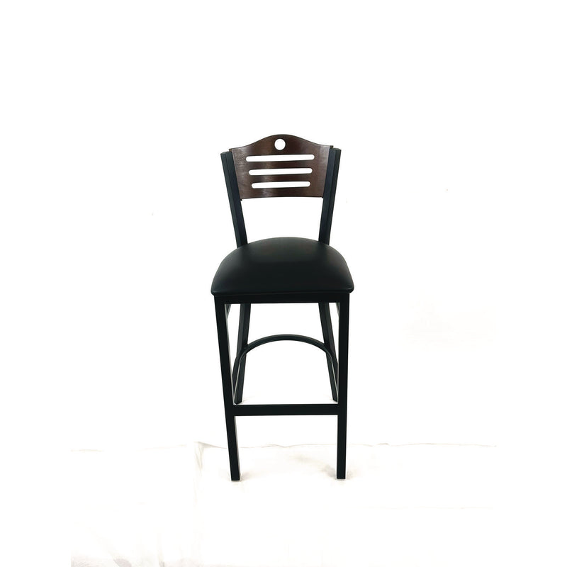 JMC Furniture Eagle Series Barstool, Supports Up to 300 lb, 28.5" Seat Height, Black Seat, Dark Walnut Back, Black Base (JMCEBBVBLKC) Each