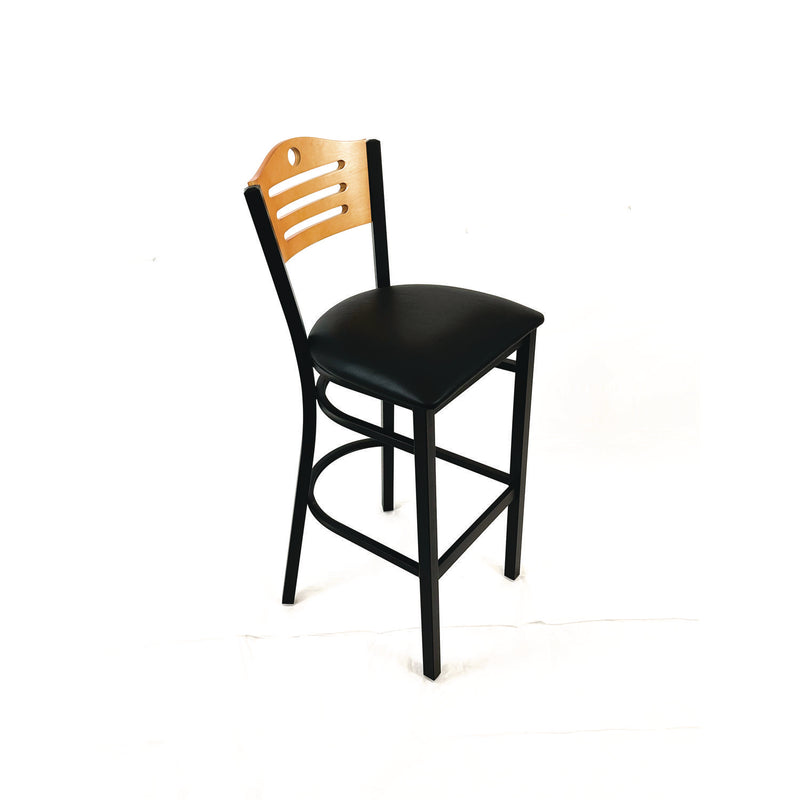 JMC Furniture Eagle Series Barstool, Supports Up to 300 lb, 28.5" Seat Height, Black Seat, Natural Back, Black Base (JMCEBBVBLKD) Each