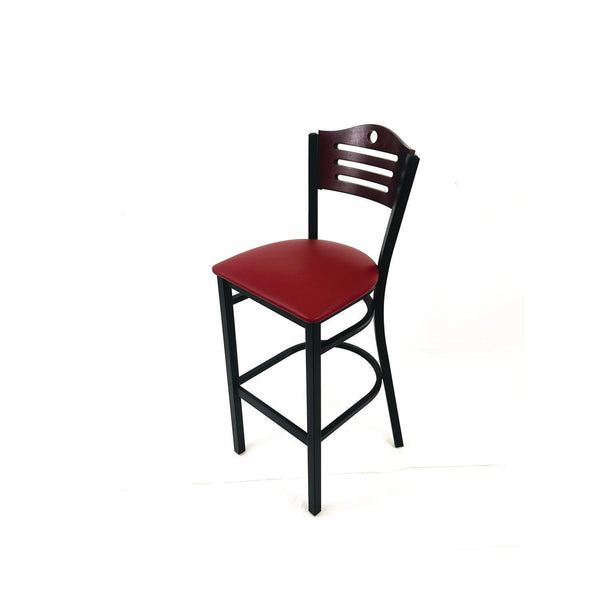JMC Furniture Eagle Series Barstool, Supports Up to 300 lb, 28.5" Seat Height, Burgundy Seat, Dark Mahogany Back, Black Base (JMCEBBVBURB) Each