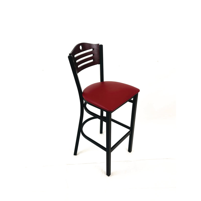 JMC Furniture Eagle Series Barstool, Supports Up to 300 lb, 28.5" Seat Height, Burgundy Seat, Dark Mahogany Back, Black Base (JMCEBBVBURB) Each