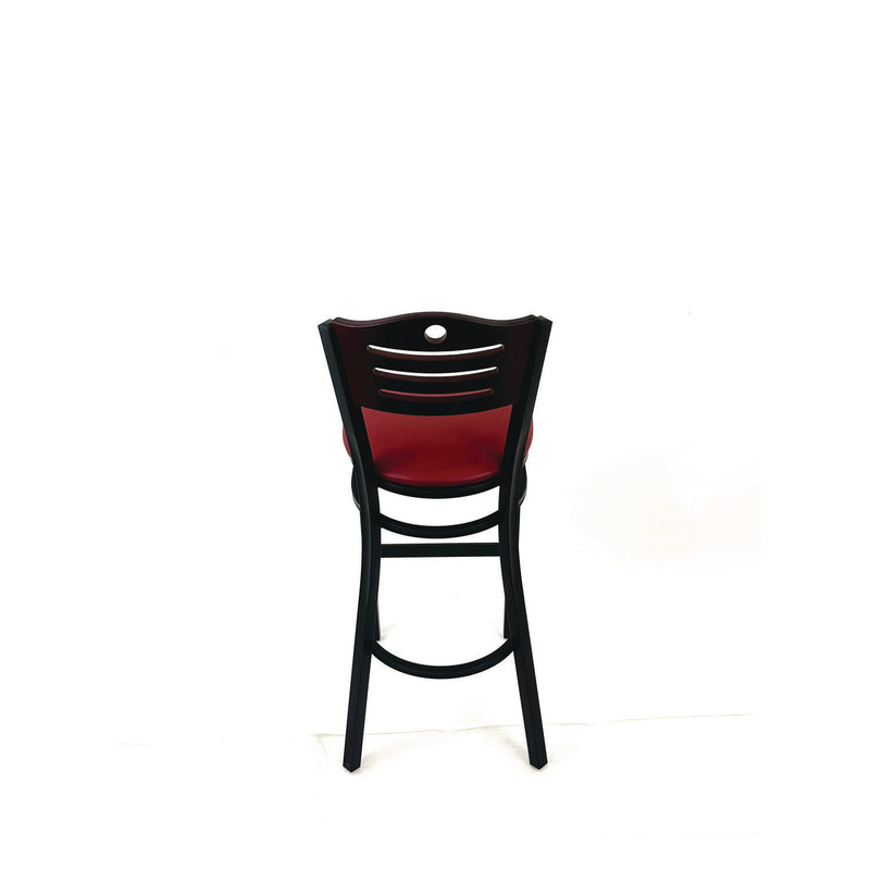 JMC Furniture Eagle Series Barstool, Supports Up to 300 lb, 28.5" Seat Height, Burgundy Seat, Dark Mahogany Back, Black Base (JMCEBBVBURB) Each