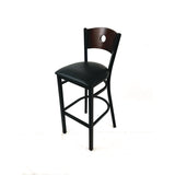 JMC Furniture Circle Series Barstool, Supports Up to 300 lb, 28.5" Seat Height, Black Seat, Dark Walnut Back, Black Base (JMCCRBBVBLKC) Each