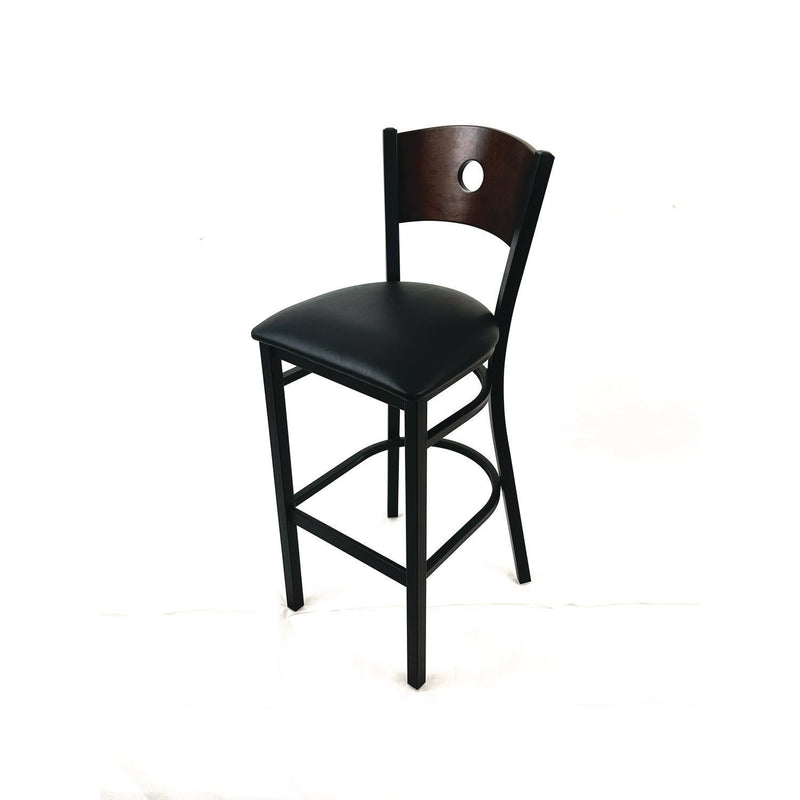 JMC Furniture Circle Series Barstool, Supports Up to 300 lb, 28.5" Seat Height, Black Seat, Dark Walnut Back, Black Base (JMCCRBBVBLKC) Each