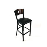 JMC Furniture Circle Series Barstool, Supports Up to 300 lb, 28.5" Seat Height, Black Seat, Dark Walnut Back, Black Base (JMCCRBBVBLKC) Each