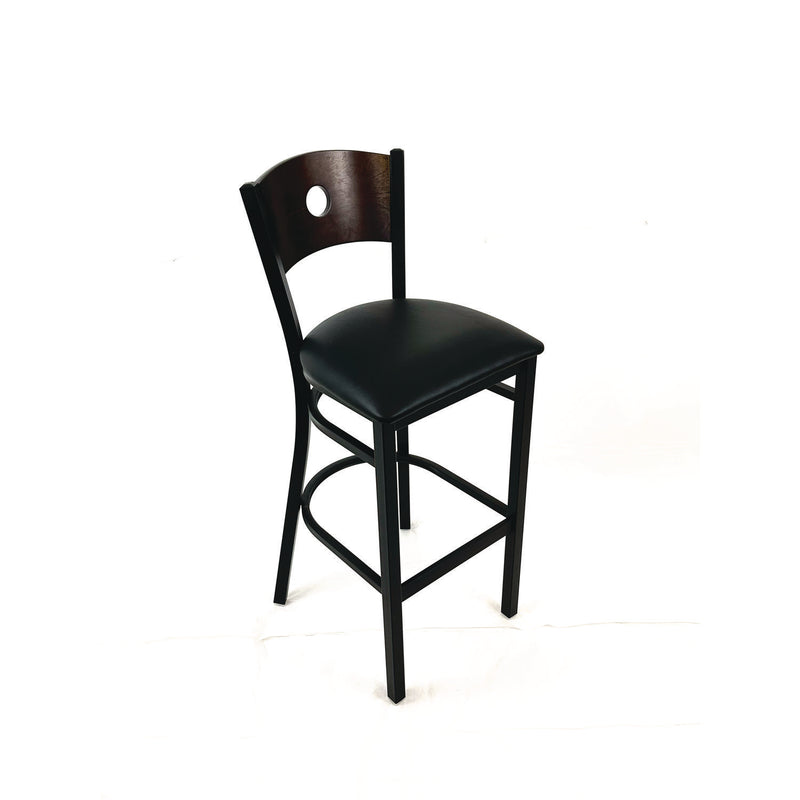 JMC Furniture Circle Series Barstool, Supports Up to 300 lb, 28.5" Seat Height, Black Seat, Dark Walnut Back, Black Base (JMCCRBBVBLKC) Each
