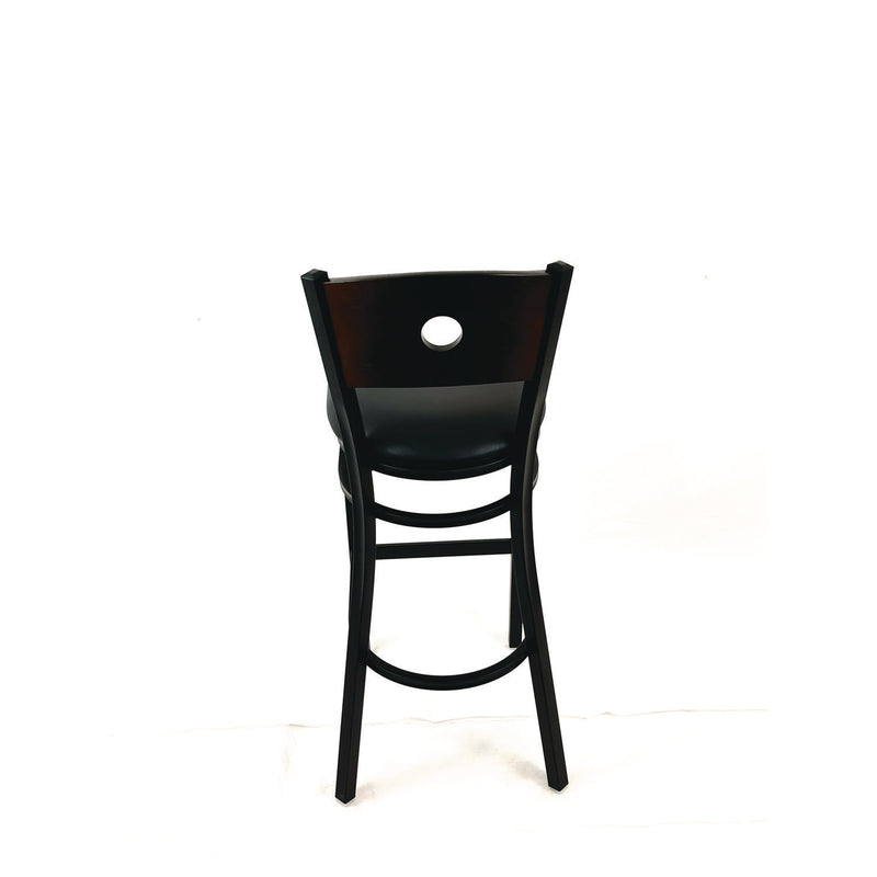 JMC Furniture Circle Series Barstool, Supports Up to 300 lb, 28.5" Seat Height, Black Seat, Dark Walnut Back, Black Base (JMCCRBBVBLKC) Each