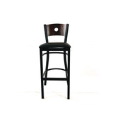 JMC Furniture Circle Series Barstool, Supports Up to 300 lb, 28.5" Seat Height, Black Seat, Dark Walnut Back, Black Base (JMCCRBBVBLKC) Each