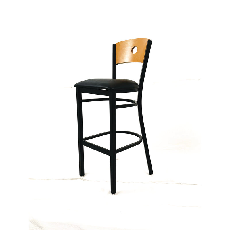 JMC Furniture Circle Series Barstool, Supports Up to 300 lb, 28.5" Seat Height, Black Seat, Natural Back, Black Base (JMCCRBBVBLKD) Each