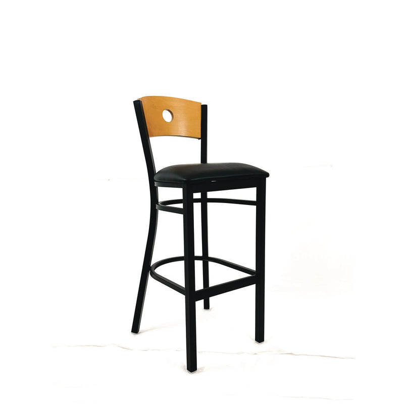 JMC Furniture Circle Series Barstool, Supports Up to 300 lb, 28.5" Seat Height, Black Seat, Natural Back, Black Base (JMCCRBBVBLKD) Each