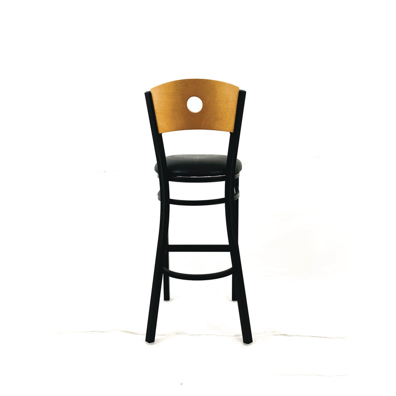 JMC Furniture Circle Series Barstool, Supports Up to 300 lb, 28.5" Seat Height, Black Seat, Natural Back, Black Base (JMCCRBBVBLKD) Each