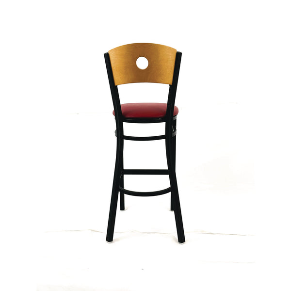 Circle Series Barstool, Supports Up to 300 lb, 28.5" Seat Height, Burgundy Seat, Natural Back, Black Base (JMCCRBBVBURD) Each