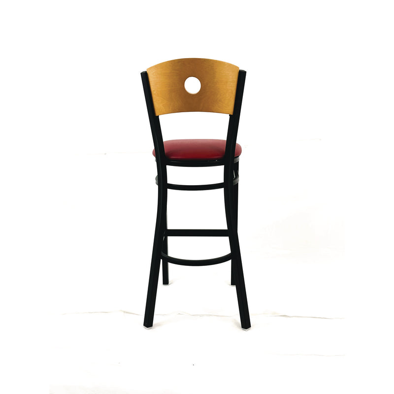 JMC Furniture Circle Series Barstool, Supports Up to 300 lb, 28.5" Seat Height, Burgundy Seat, Natural Back, Black Base (JMCCRBBVBURD) Each