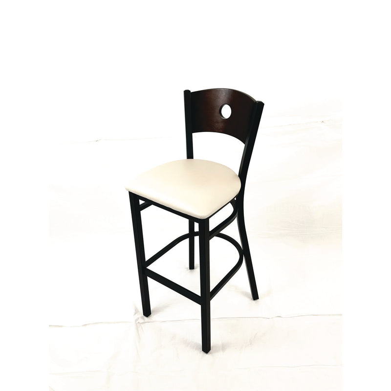 JMC Furniture Circle Series Barstool, Supports Up to 300 lb, 28.5" Seat Height, Cream Seat, Dark Walnut Back, Black Base (JMCCRBBVCRMC) Each
