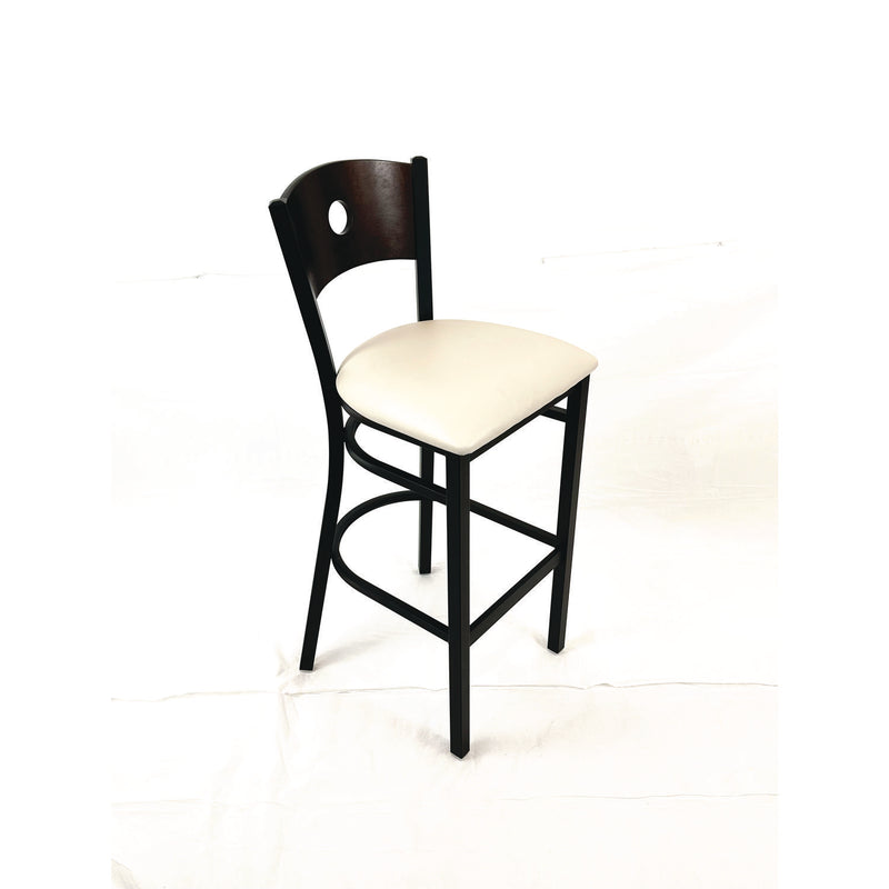 JMC Furniture Circle Series Barstool, Supports Up to 300 lb, 28.5" Seat Height, Cream Seat, Dark Walnut Back, Black Base (JMCCRBBVCRMC) Each