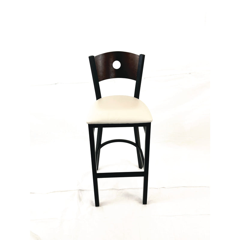 JMC Furniture Circle Series Barstool, Supports Up to 300 lb, 28.5" Seat Height, Cream Seat, Dark Walnut Back, Black Base (JMCCRBBVCRMC) Each