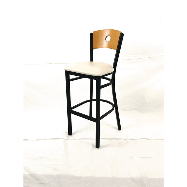 Circle Series Barstool, Supports Up to 300 lb, 28.5" Seat Height, Cream Seat, Natural Back, Black Base (JMCCRBBVCRMD) Each