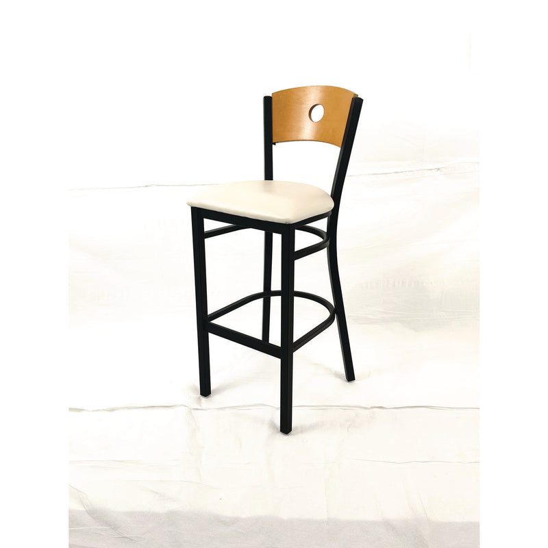 JMC Furniture Circle Series Barstool, Supports Up to 300 lb, 28.5" Seat Height, Cream Seat, Natural Back, Black Base (JMCCRBBVCRMD) Each