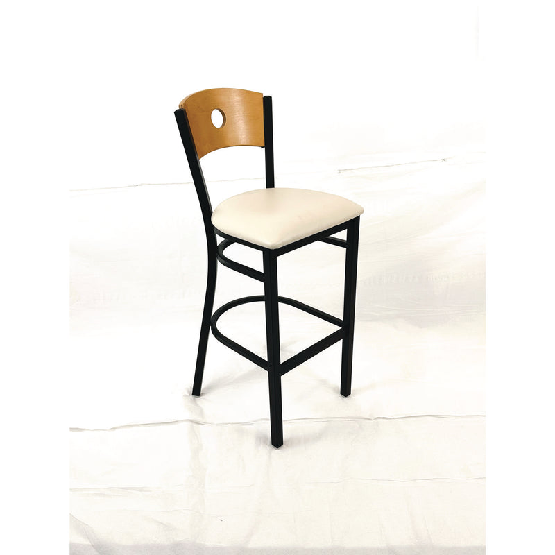 JMC Furniture Circle Series Barstool, Supports Up to 300 lb, 28.5" Seat Height, Cream Seat, Natural Back, Black Base (JMCCRBBVCRMD) Each