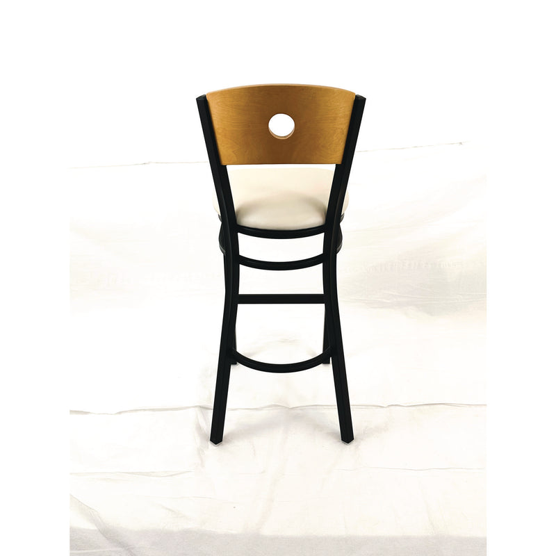 JMC Furniture Circle Series Barstool, Supports Up to 300 lb, 28.5" Seat Height, Cream Seat, Natural Back, Black Base (JMCCRBBVCRMD) Each