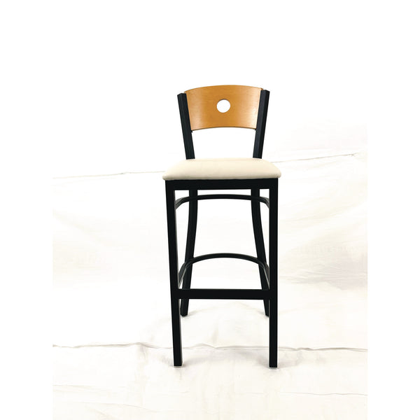 Circle Series Barstool, Supports Up to 300 lb, 28.5" Seat Height, Cream Seat, Natural Back, Black Base (JMCCRBBVCRMD) Each