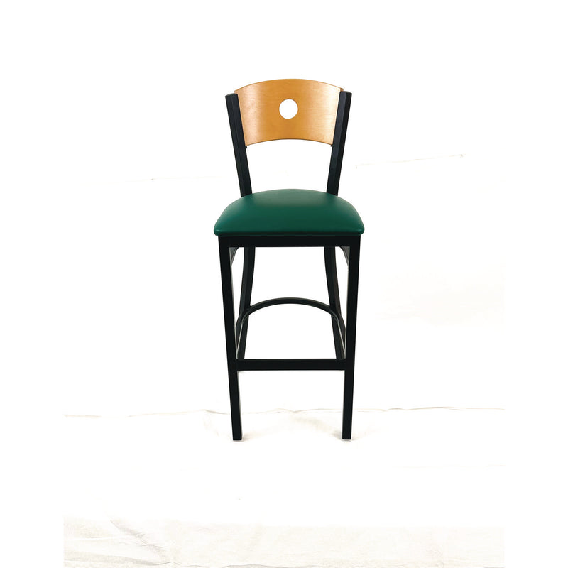 JMC Furniture Circle Series Barstool, Supports Up to 300 lb, 28.5" Seat Height, Green Seat, Natural Back, Black Base (JMCCRBBVGRND) Each