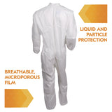 KleenGuard™ A30 Breathable Splash and Particle Protection Coveralls, 3X-Large, White, 21/Carton (ANS46006) Case of 21