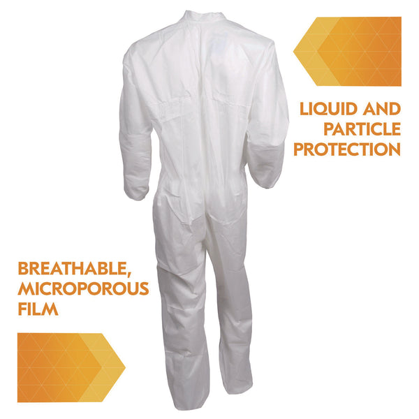 KleenGuard™ A30 Breathable Splash and Particle Protection Coveralls, 3X-Large, White, 21/Carton (ANS46006) Case of 21