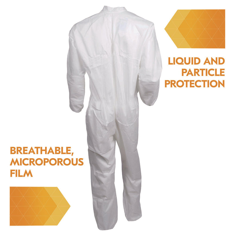 KleenGuard™ A30 Breathable Splash and Particle Protection Coveralls, 3X-Large, White, 21/Carton (ANS46006) Case of 21