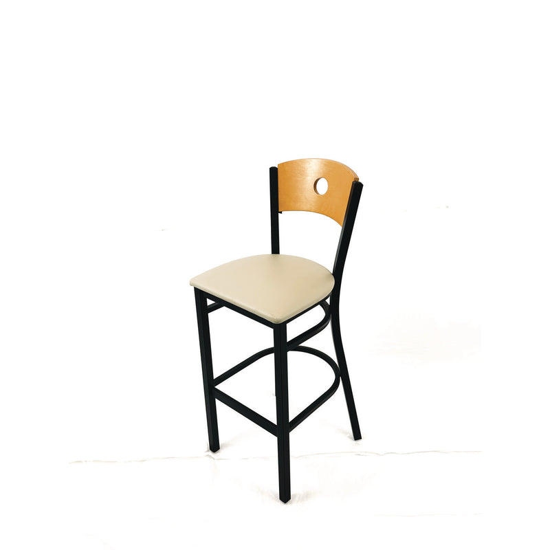 Circle Series Barstool, Supports Up to 300 lb, 28.5" Seat Height, Taupe Seat, Natural Back, Black Base (JMCCRBBVTAUD) Each