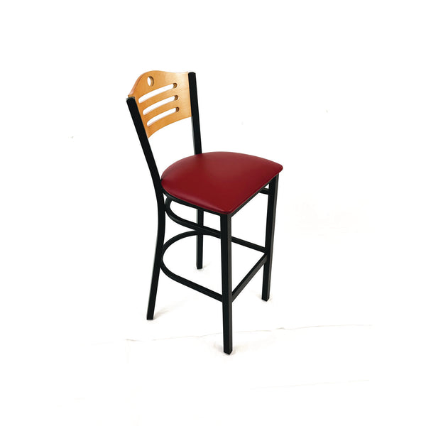 JMC Furniture Eagle Series Barstool, Supports Up to 300 lb, 28.5" Seat Height, Burgundy Seat, Natural Back, Black Base (JMCEBBVBURD) Each