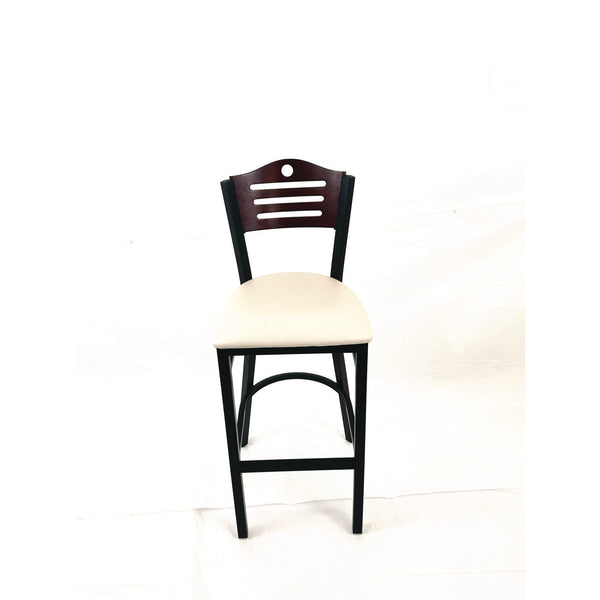 JMC Furniture Eagle Series Barstool, Supports Up to 300 lb, 28.5" Seat Height, Cream Seat, Dark Mahogany Back, Black Base (JMCEBBVCRMB) Each