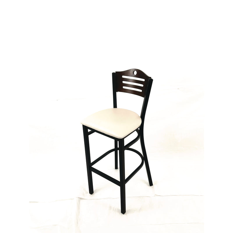 JMC Furniture Eagle Series Barstool, Supports Up to 300 lb, 28.5" Seat Height, Cream Seat, Dark Walnut Back, Black Base (JMCEBBVCRMC) Each