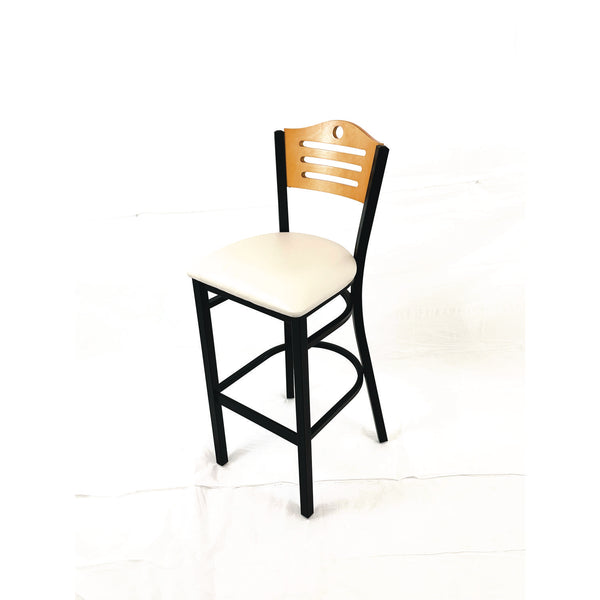 JMC Furniture Eagle Series Barstool, Supports Up to 300 lb, 28.5" Seat Height, Cream Seat, Natural Back, Black Base (JMCEBBVCRMD) Each