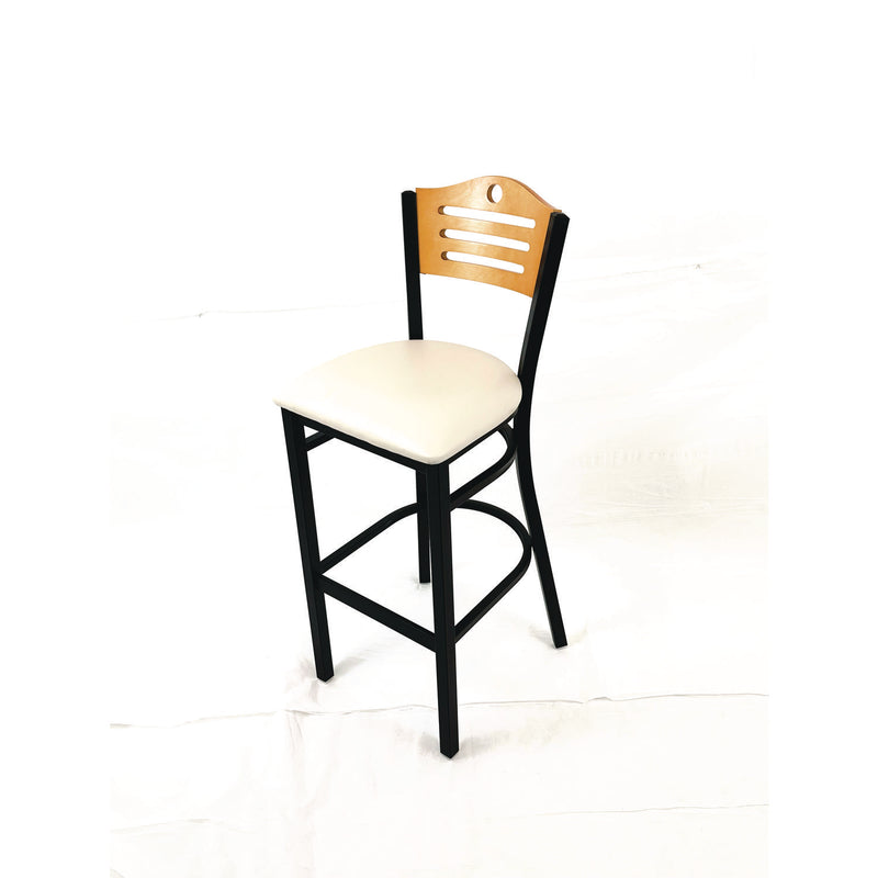 JMC Furniture Eagle Series Barstool, Supports Up to 300 lb, 28.5" Seat Height, Cream Seat, Natural Back, Black Base (JMCEBBVCRMD) Each