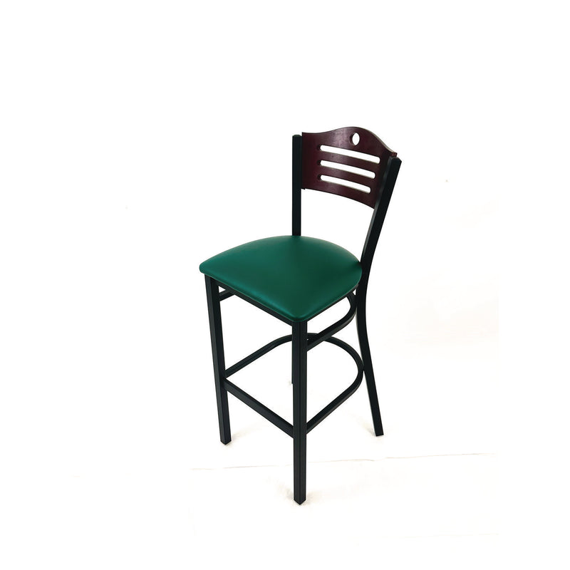 JMC Furniture Eagle Series Barstool, Supports Up to 300 lb, 28.5" Seat Height, Green Seat, Dark Mahogany Back, Black Base (JMCEBBVGRNB) Each