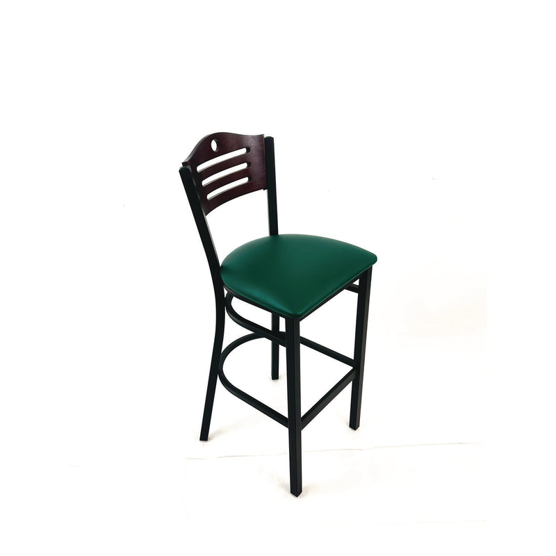 JMC Furniture Eagle Series Barstool, Supports Up to 300 lb, 28.5" Seat Height, Green Seat, Dark Mahogany Back, Black Base (JMCEBBVGRNB) Each