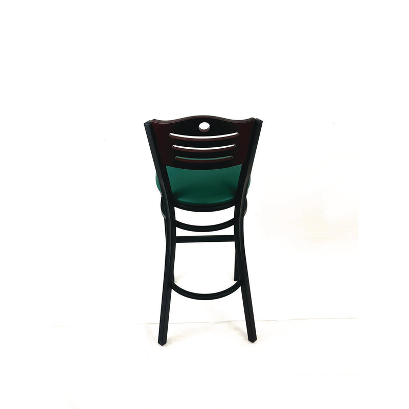 JMC Furniture Eagle Series Barstool, Supports Up to 300 lb, 28.5" Seat Height, Green Seat, Dark Mahogany Back, Black Base (JMCEBBVGRNB) Each