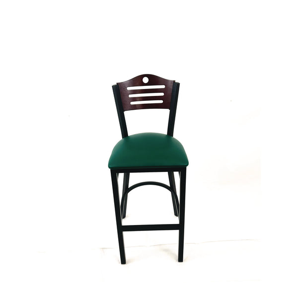 JMC Furniture Eagle Series Barstool, Supports Up to 300 lb, 28.5" Seat Height, Green Seat, Dark Mahogany Back, Black Base (JMCEBBVGRNB) Each