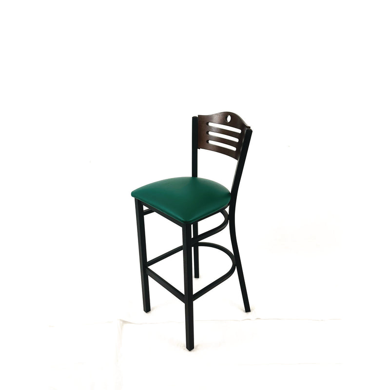 JMC Furniture Eagle Series Barstool, Supports Up to 300 lb, 28.5" Seat Height, Green Seat, Dark Walnut Back, Black Base (JMCEBBVGRNC) Each