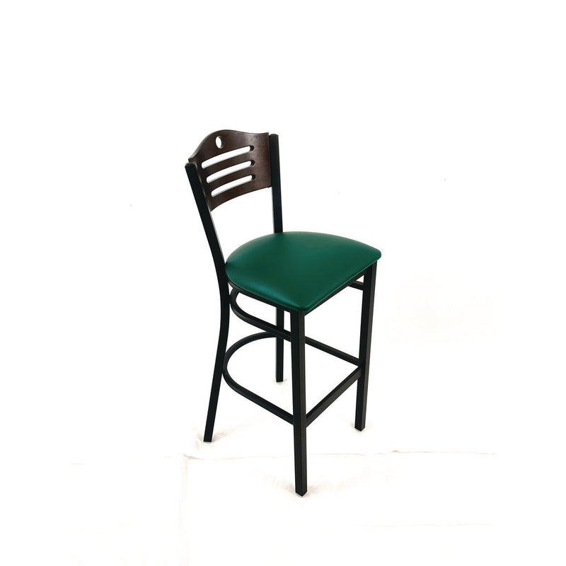 JMC Furniture Eagle Series Barstool, Supports Up to 300 lb, 28.5" Seat Height, Green Seat, Dark Walnut Back, Black Base (JMCEBBVGRNC) Each