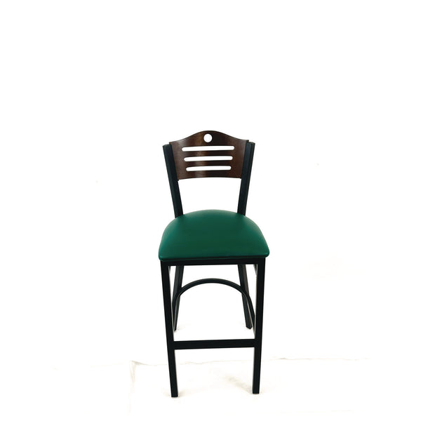 JMC Furniture Eagle Series Barstool, Supports Up to 300 lb, 28.5" Seat Height, Green Seat, Dark Walnut Back, Black Base (JMCEBBVGRNC) Each
