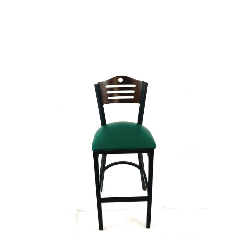 JMC Furniture Eagle Series Barstool, Supports Up to 300 lb, 28.5" Seat Height, Green Seat, Dark Walnut Back, Black Base (JMCEBBVGRNC) Each