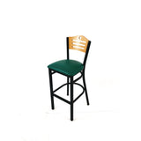 JMC Furniture Eagle Series Barstool, Supports Up to 300 lb, 28.5" Seat Height, Green Seat, Natural Back, Black Base (JMCEBBVGRND) Each